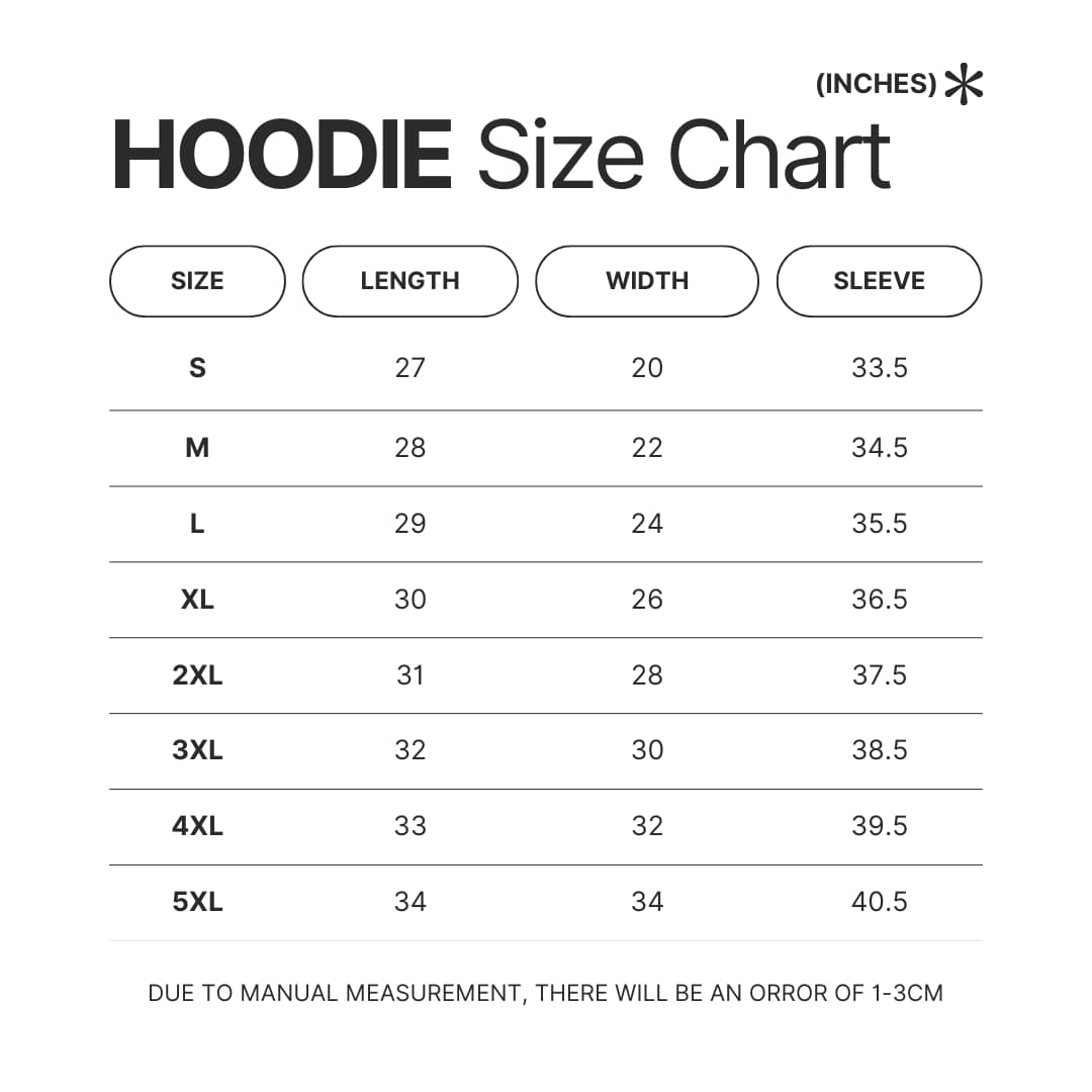 Hoodie Size Chart - Risk Of Rain Store