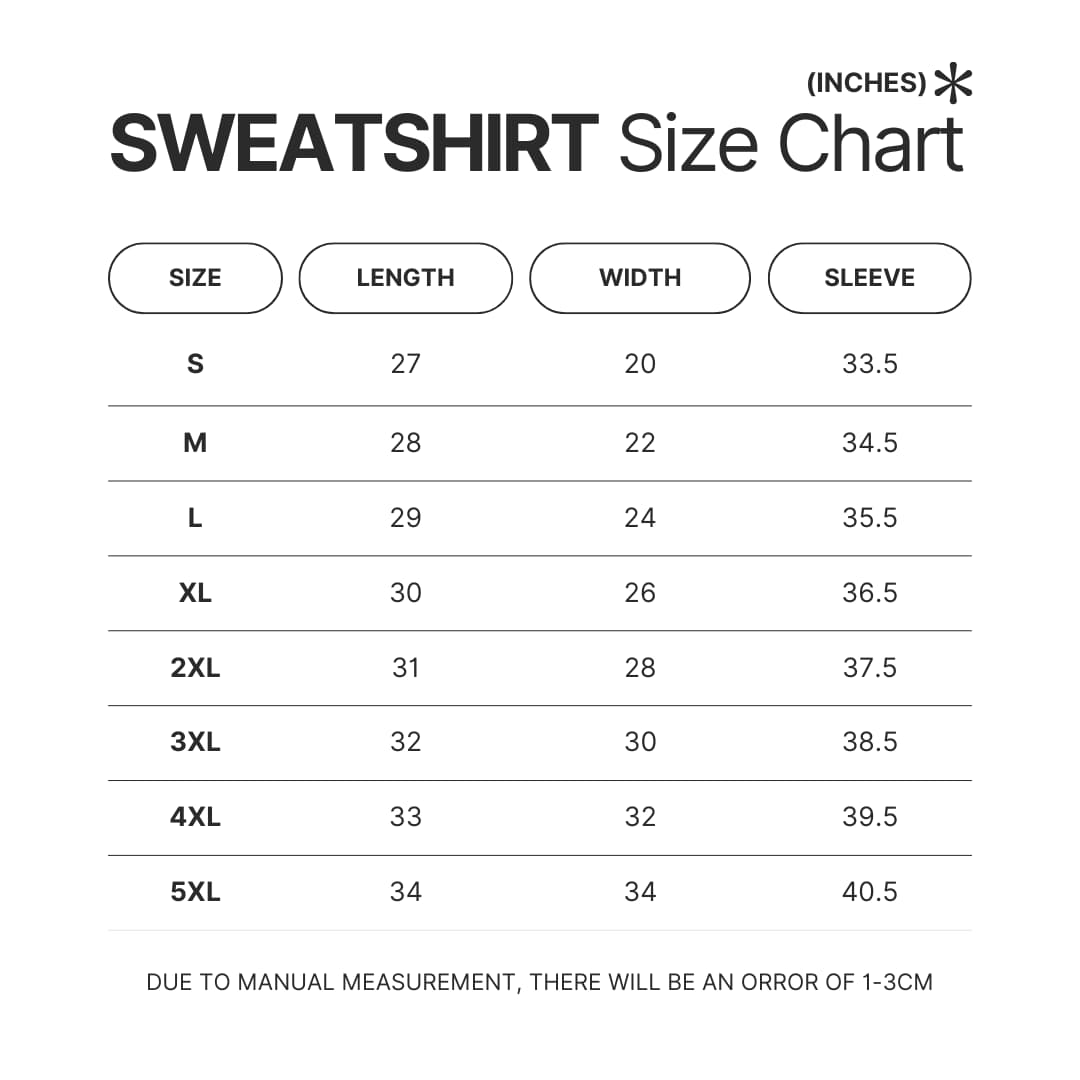 Sweatshirt Size Chart - Risk Of Rain Store