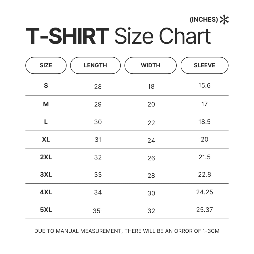 T shirt Size Chart - Risk Of Rain Store