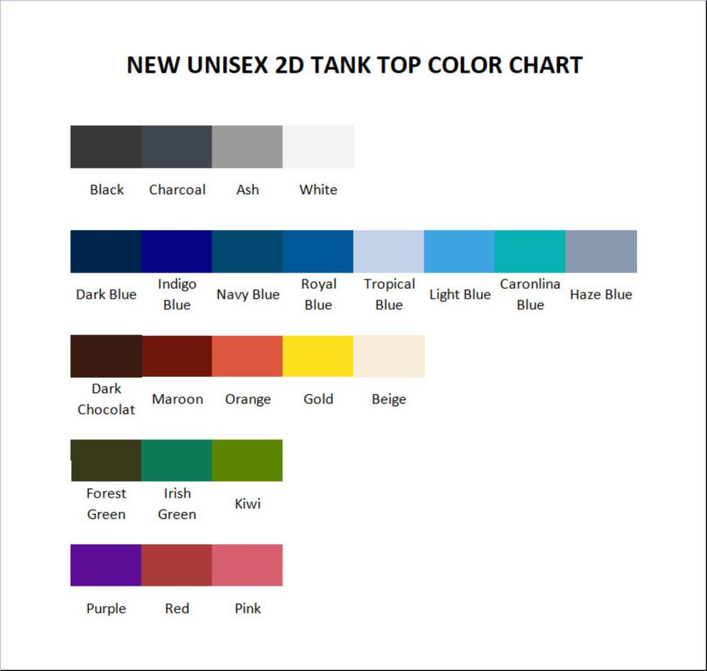 tank top color chart - Risk Of Rain Store